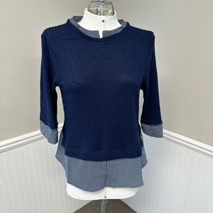 Navy Blue Sweater Blouse